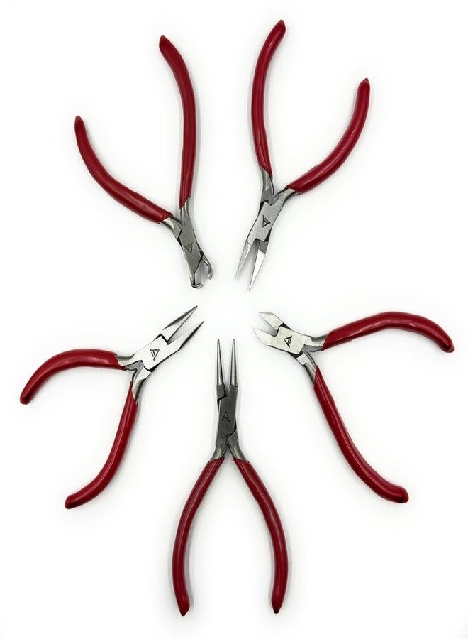 أون مجموعة كماشة مجوهرات Aone مكونة من 5 قطع - نصف دائرية، مسطحة الأنف، دائرية الأنف، قاطعة جانبية، وقاطعة طرف علوي. متعددة الاستخدامات لصنع المجوهرات، ولف الأسلاك، وتطريز المجوهرات بالخرز، وصناعة النماذج، والأعمال اليدوية. - Image 1